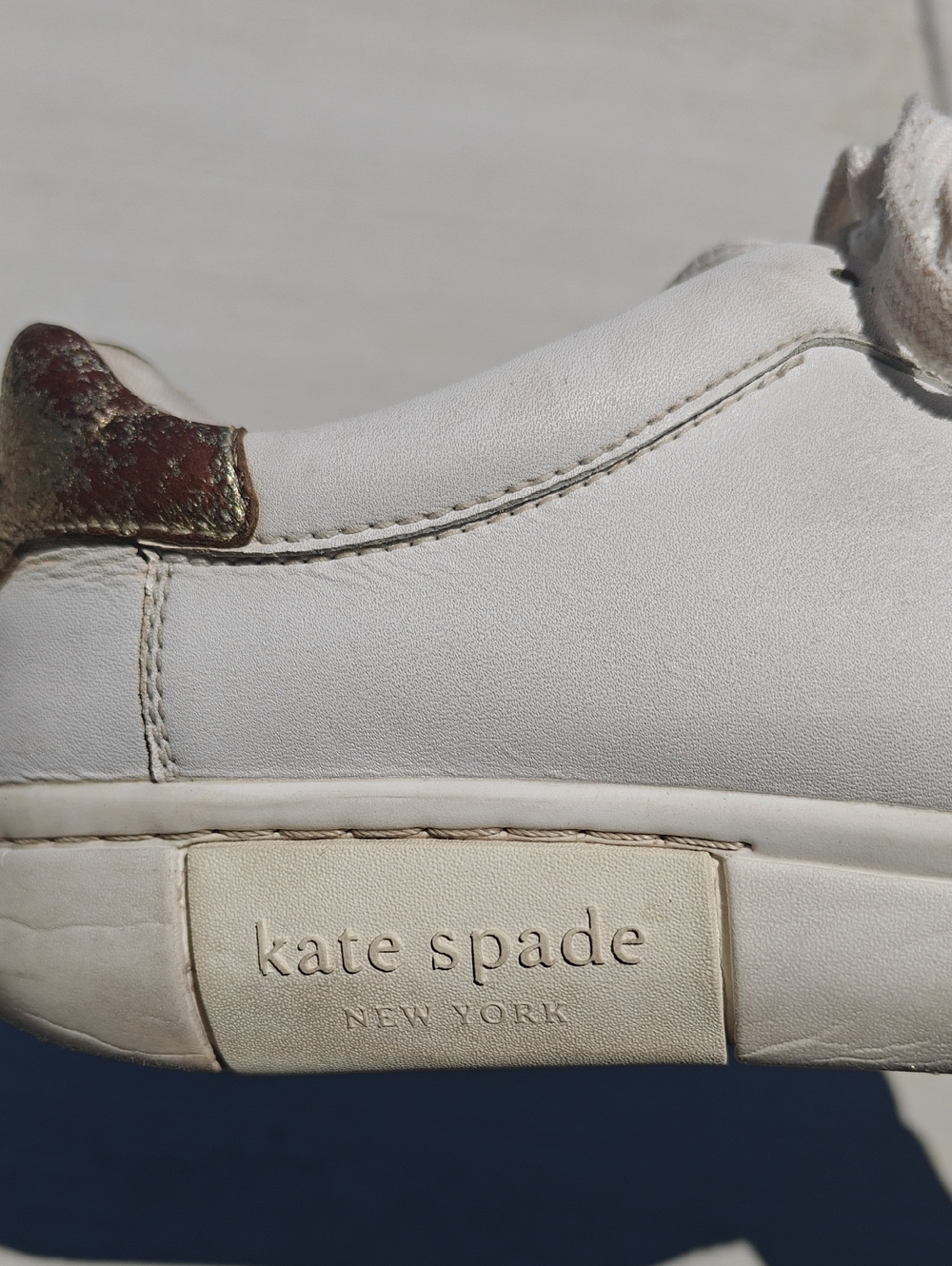 Kate Spade White and Gold Kids Leather Sneaker